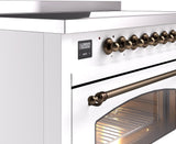 Nostalgie II 48 Inch Electric Freestanding Range in White with Bronze Trim