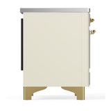 ILVE UMIB36NR3AWG Majestic III 36 inch Induction Range with 6 Elements, 3.5 cu. ft. Total Oven Capacity (Triple Glass Door, Antique White, Brass)