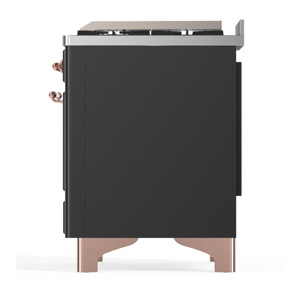 ILVE UM60FSQNR3MGP Majestic III 60 inch Dual Fuel Range with 7 Burners, Griddle and French Top, Dual Function Burner with up to 25,000 BTU (Natural Gas, Solid Door, Graphite Matte, Copper)