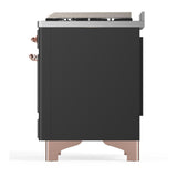 ILVE UM60FSQNR3MGP Majestic III 60 inch Dual Fuel Range with 7 Burners, Griddle and French Top, Dual Function Burner with up to 25,000 BTU (Natural Gas, Solid Door, Graphite Matte, Copper)