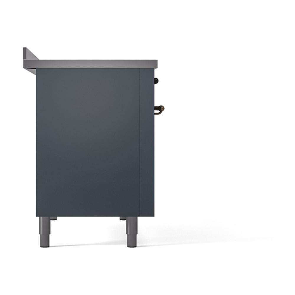 ILVE UNI486QNMPBGB Nostalgie II Noblesse 48 inch Induction Range (Solid Door, Blue Grey, Burnished)