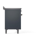 ILVE UNI486QNMPBGB Nostalgie II Noblesse 48 inch Induction Range (Solid Door, Blue Grey, Burnished)
