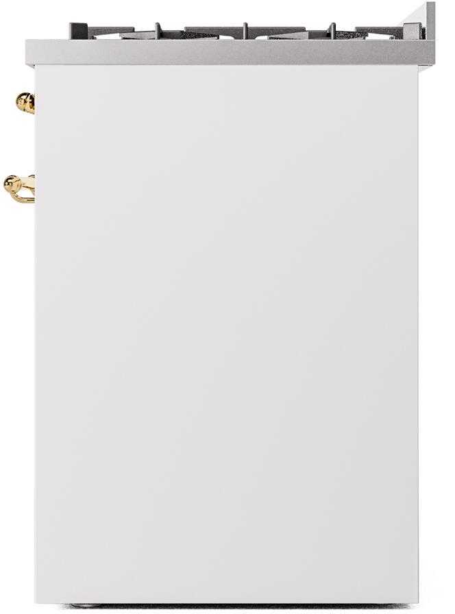 Nostalgie II 30 Inch Dual Fuel Natural Gas Freestanding Range in White with Brass Trim