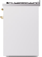 Nostalgie II 30 Inch Dual Fuel Natural Gas Freestanding Range in White with Brass Trim