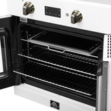 Forno Asti 30-Inch French Door Electric Wall Oven in White & Antique Brass, 3.68 cu. ft. True Convection, 3,600W, Air Fry, Sous Vide, Self-Clean