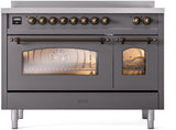 Nostalgie II 48 Inch Electric Freestanding Range in Matte Graphite with Bronze Trim