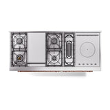 ILVE UN60FSNMPWHPLP Nostalgie II Noblesse 60 inch Dual Fuel Range (7 Sealed Burners + Griddle + French Top, Liquid Propane, Triple Glass Door, White, Copper)