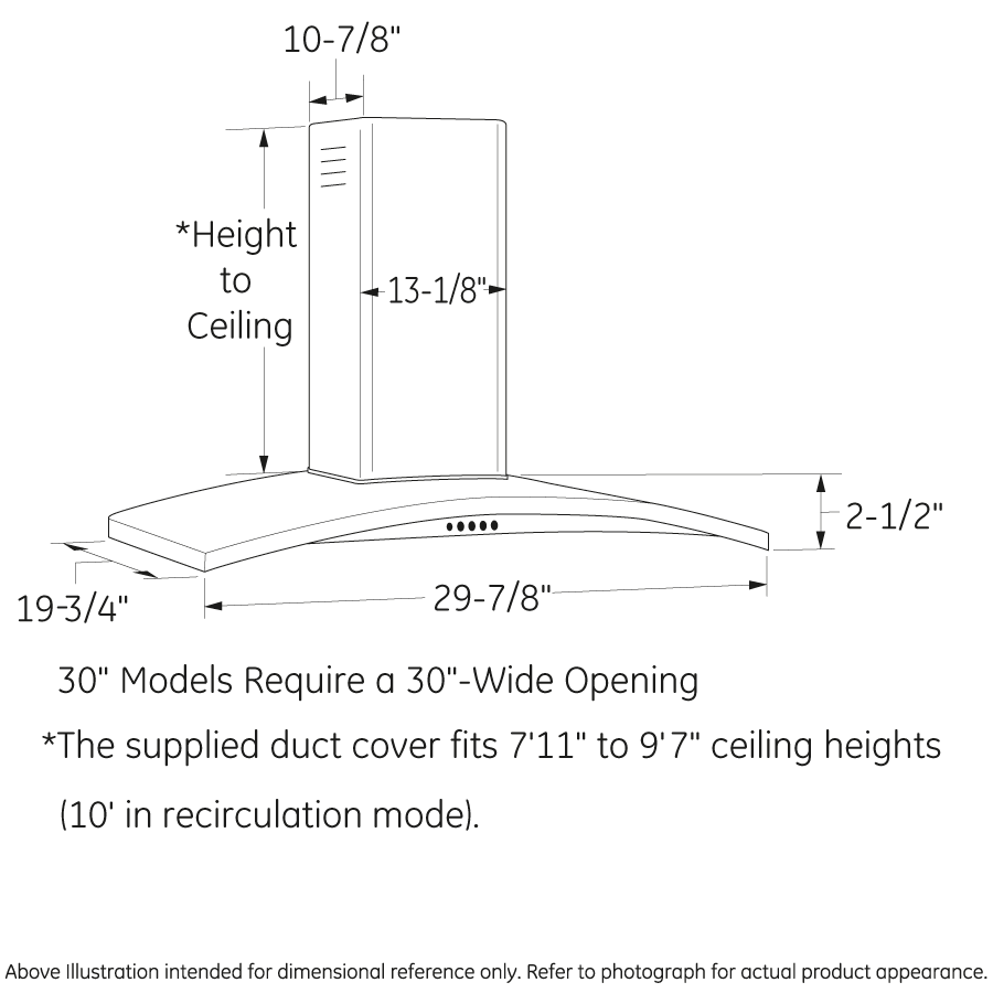 30" Wall-Mount Chimney Hood