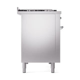 ILVE UN48FQNMPSSC Nostalgie II Noblesse 48 inch Dual Fuel Range (8 Sealed Burners + Griddle, Natural Gas, Solid Door, Stainless Steel, Chrome)