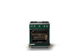 30"W. Sealed Burner Gas Range (Finish: Ivy, Trim: Brushed Brass, Fuel: Propane)