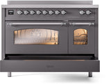 Nostalgie II 48 Inch Electric Freestanding Range in Matte Graphite with Chrome Trim