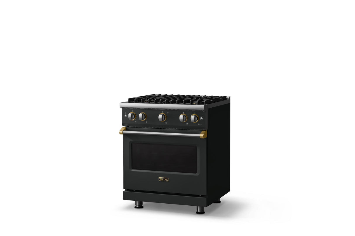 30"W. Sealed Burner Gas Range (Finish: Antique Bronze, Trim: Polished Chrome, Fuel: Propane)