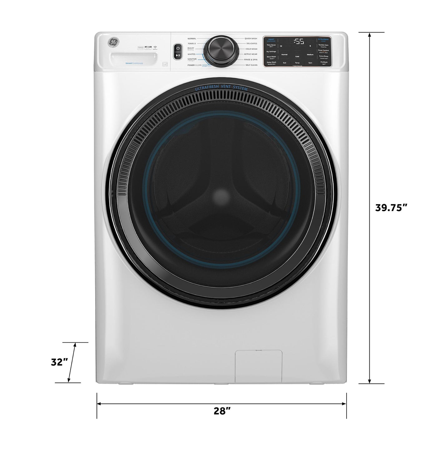 GE® ENERGY STAR® 5.0 cu. ft. Capacity Smart Front Load Steam Washer with SmartDispense™ UltraFresh Vent System with OdorBlock™ and Steam