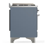 ILVE UM36FQNR3BGCLP Majestic III 36 inch Dual Fuel Range with 6 Black Brass Burners and Griddle, Dual Function Burner up to 25,000 BTU (Solid Door, Blue Grey, Chrome, Liquid Propane)