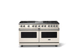 60"W.Dual Fuel Range (Finish: Pure White, Trim: Polished Chrome, Fuel: Propane)