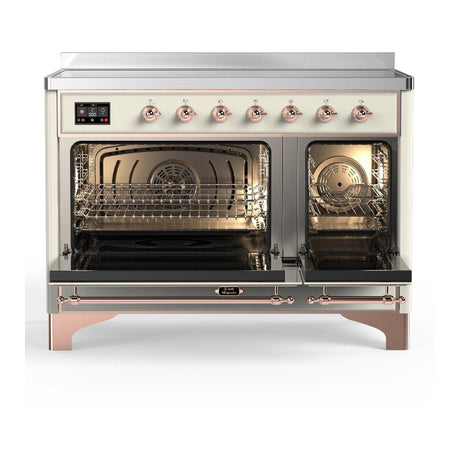 ILVE UMIB48NR3AWP Majestic III 48 inch Induction Range with 6 Elements, 5.02 cu. ft. Total Oven Capacity (Triple Glass Door, Antique White, Copper)
