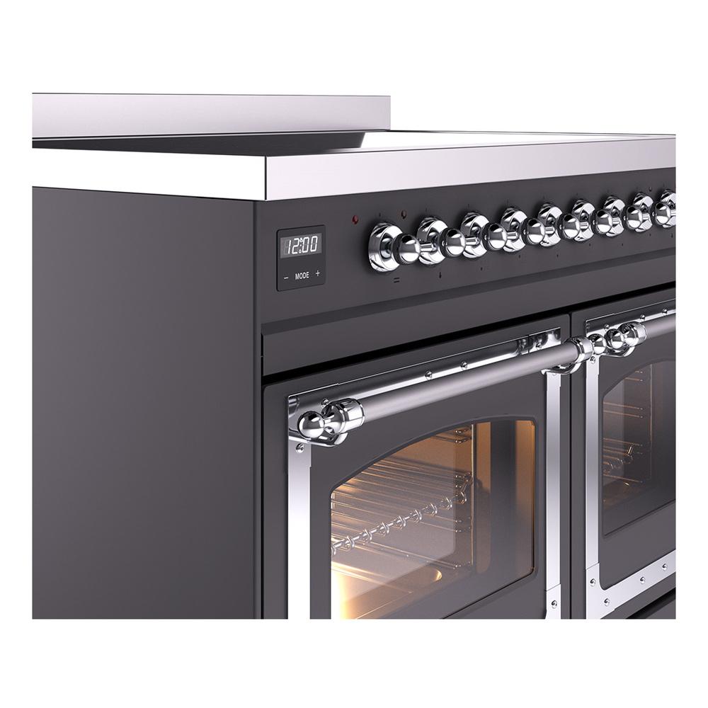 ILVE UNDI406NMPMGC Nostalgie II Noblesse 40 inch Induction Range (Triple Glass Door, Graphite Matte, Chrome)