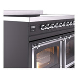 ILVE UNDI406NMPMGC Nostalgie II Noblesse 40 inch Induction Range (Triple Glass Door, Graphite Matte, Chrome)