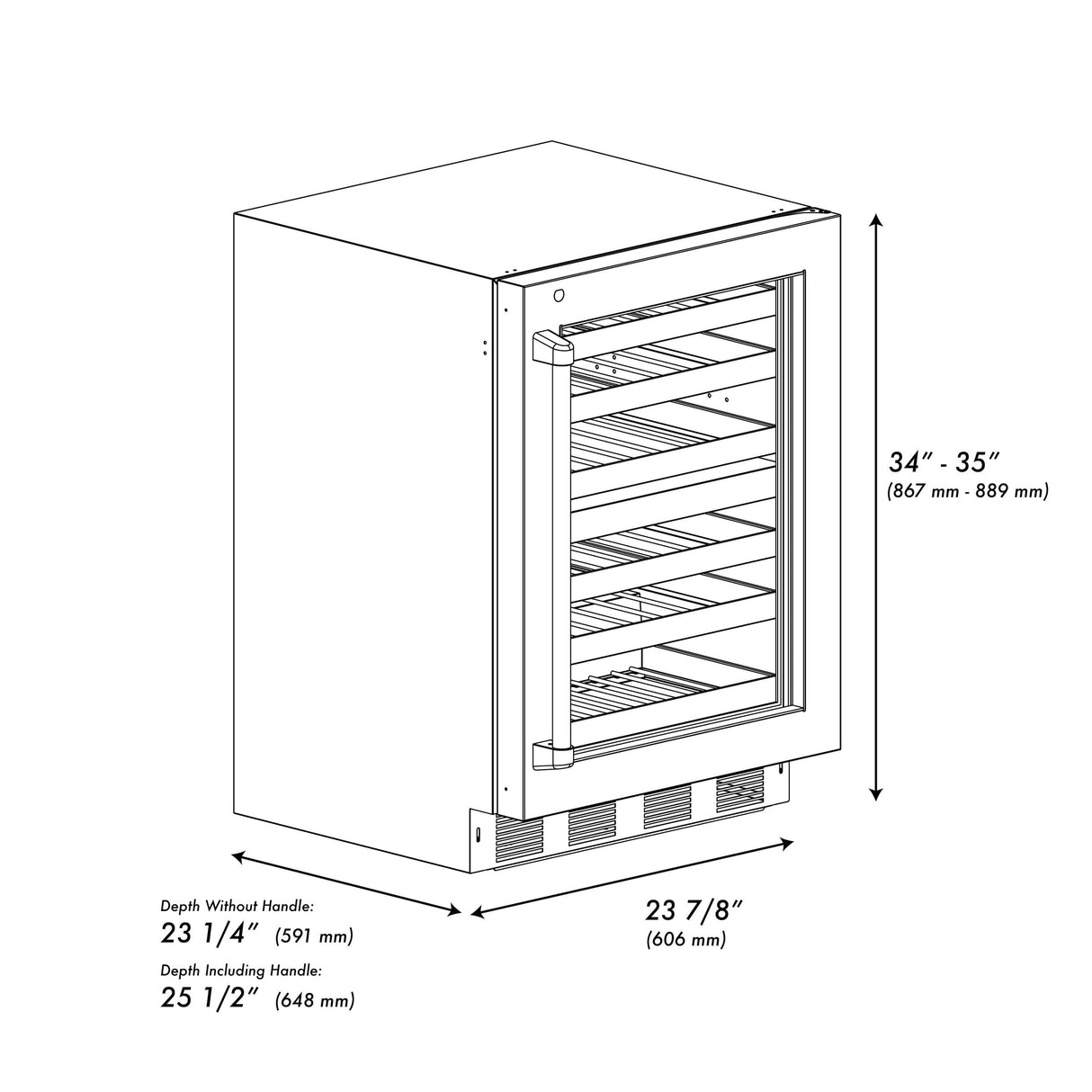 ZLINE Autograph Edition 24 in. Touchstone Dual Zone 44 Bottle Wine Cooler With DuraSnow' Stainless Steel Glass Door And Matte Black Handle (RWDOZ-SN-24-MB)