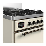 ILVE UM30QNR3AWB Majestic III 30 inch Dual Fuel Range with 5 Black Brass Burners, Dual Function Burner up to 25,000 BTU (Natural Gas, Solid Door, Antique White, Burnished)