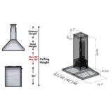 ZLINE 42 in. Wooden Island Mount Range Hood in Black - Includes Remote Motor