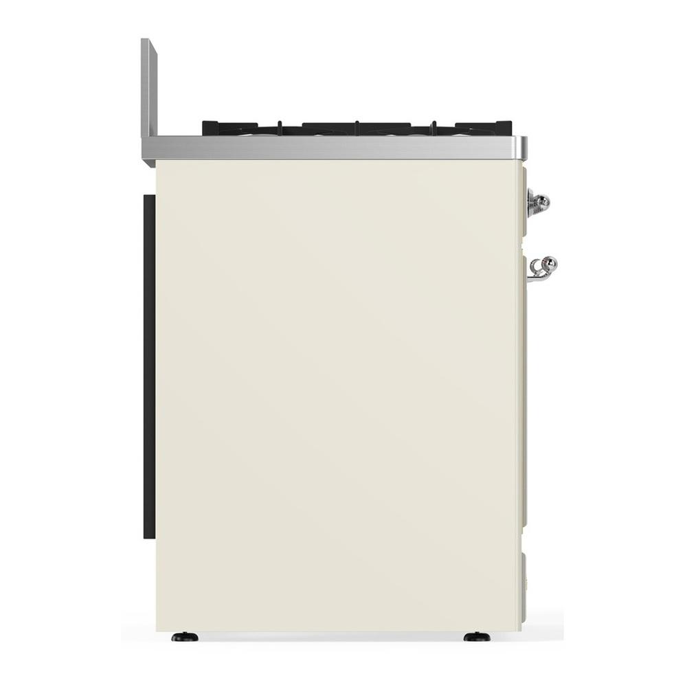 ILVE UM30QNR3AWC Majestic III 30 inch Dual Fuel Range with 5 Black Brass Burners, Dual Function Burner up to 25,000 BTU (Natural Gas, Solid Door, Antique White, Chrome)