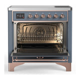 ILVE UMIB36NR3BGP Majestic III 36 inch Induction Range with 6 Elements, 3.5 cu. ft. Total Oven Capacity (Triple Glass Door, Blue Grey, Copper)