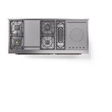 ILVE UN60FSNMPBGBLP Nostalgie II Noblesse 60 inch Dual Fuel Range (7 Sealed Burners + Griddle + French Top, Liquid Propane, Triple Glass Door, Blue Grey, Burnished)