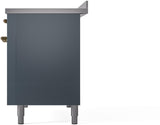 Nostalgie II 48 Inch Electric Freestanding Range in Blue Grey with Brass Trim