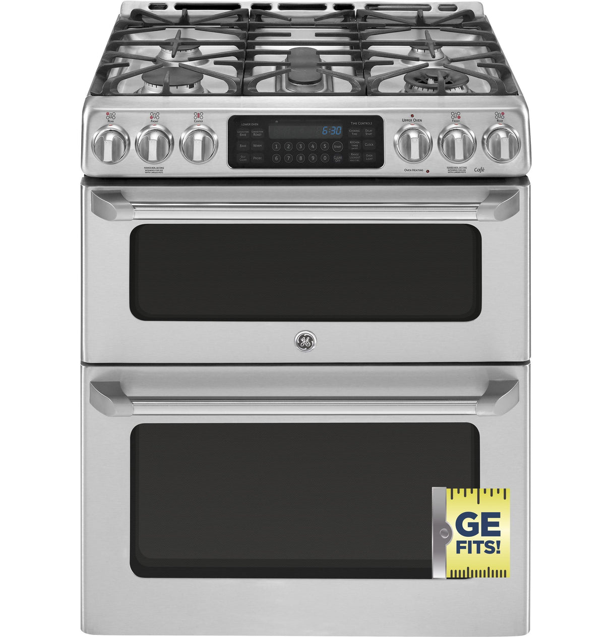 GE Cafe™ Series 30" Slide-In Front Control Gas Double Oven with Convection Range