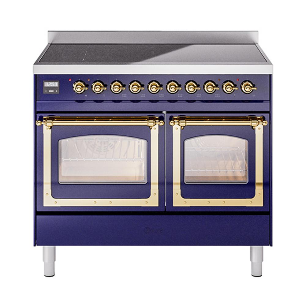 ILVE UNDI406NMPMBG Nostalgie II Noblesse 40 inch Induction Range (Triple Glass Door, Midnight Blue, Brass)