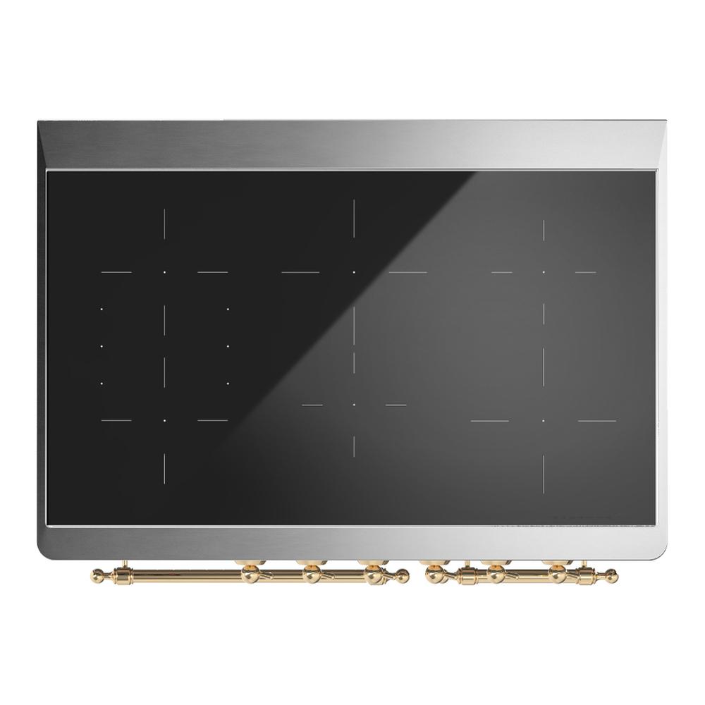 ILVE UMDIB40QNR3MBG Majestic III 40 inch Induction Range with 6 Elements, 3.82 cu. ft. Total Oven Capacity (Solid Door, Midnight Blue, Brass)