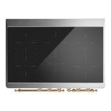 ILVE UMDIB40QNR3MBG Majestic III 40 inch Induction Range with 6 Elements, 3.82 cu. ft. Total Oven Capacity (Solid Door, Midnight Blue, Brass)