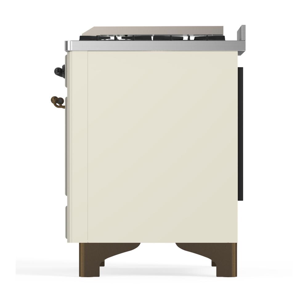 ILVE UM60FSNR3AWBLP Majestic III 60 inch Dual Fuel Range with 7 Burners, Griddle and French Top, Dual Function Burner with up to 25,000 BTU (Liquid Propane, Triple Glass Door, Antique White, Burnished)