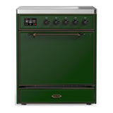 ILVE UMIB30QNR3EGB Majestic III 30 inch Induction Range with 4 Elements, 4 cu. ft. Oven Capacity (Solid Door, Emerald Green, Burnished)