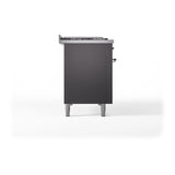 ILVE UN48FSQNMPMGCLP Nostalgie II Noblesse 48 inch Dual Fuel Range (5 Sealed Burners + Griddle + French Top, Liquid Propane, Solid Door, Graphite Matte, Chrome)