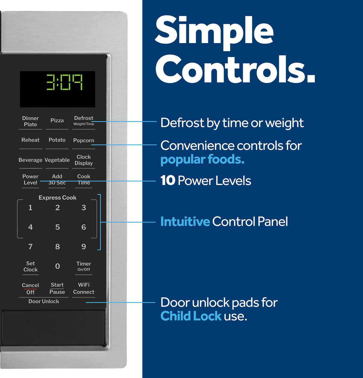 GE® 0.9 Cu. Ft. Capacity Smart Countertop Microwave Oven with Scan-To-Cook Technology