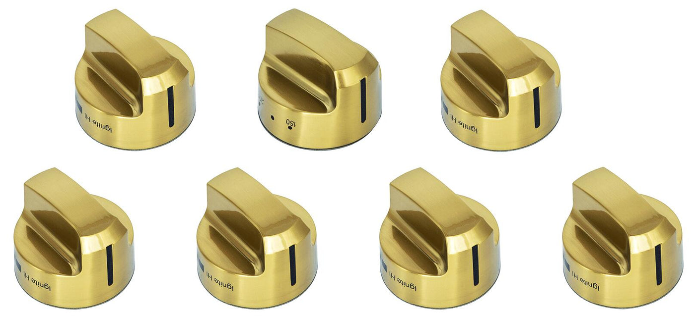 FGR366BBB44 36" All Gas Freestanding Range in Black with Brass Knob Kit Set and Brass Bezel Kit Set