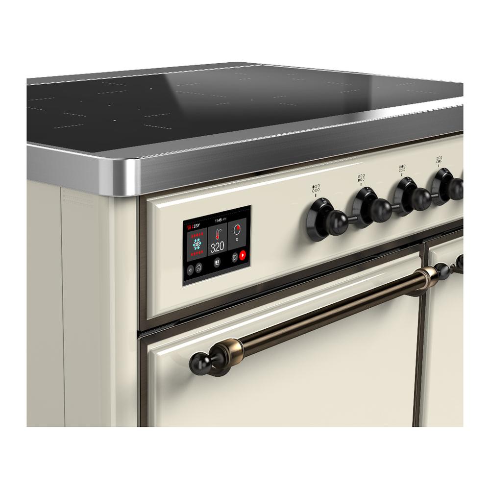 ILVE UMDIB40QNR3AWB Majestic III 40 inch Induction Range with 6 Elements, 3.82 cu. ft. Total Oven Capacity (Solid Door, Antique White, Burnished)