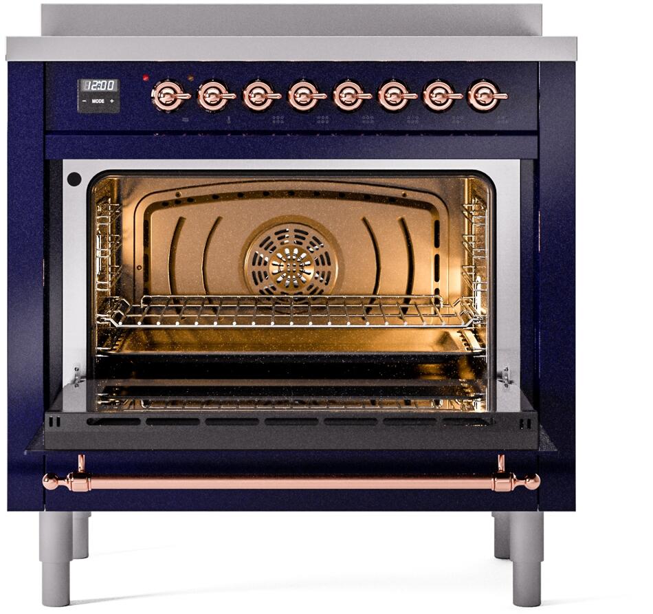 Nostalgie II 36 Inch Electric Freestanding Range in Blue with Copper Trim
