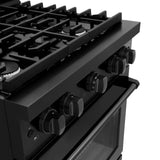 ZLINE 30 in. 4.2 cu. ft. 4 Burner Gas Range with Convection Gas Oven in Black Stainless Steel (SGRB-30)