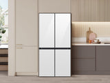 Bespoke 22 cu. ft. Counter Depth 4-Door French Door Refrigerator with Zero Clearance Fit & Food Showcase Door in White Glass