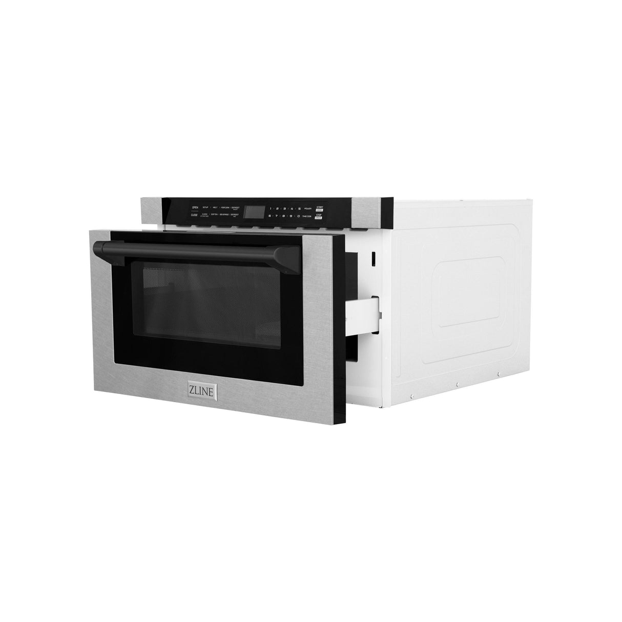 ZLINE Autograph Edition 24" 1.2 cu. ft. Built-in Microwave Drawer with a Traditional Handle in Fingerprint Resistant Stainless Steel and Matte Black Accents (MWDZ-1-H-SS-MB)
