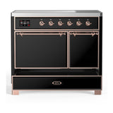 ILVE UMDIB40QNR3BKP Majestic III 40 inch Induction Range with 6 Elements, 3.82 cu. ft. Total Oven Capacity (Solid Door, Glossy Black, Copper)