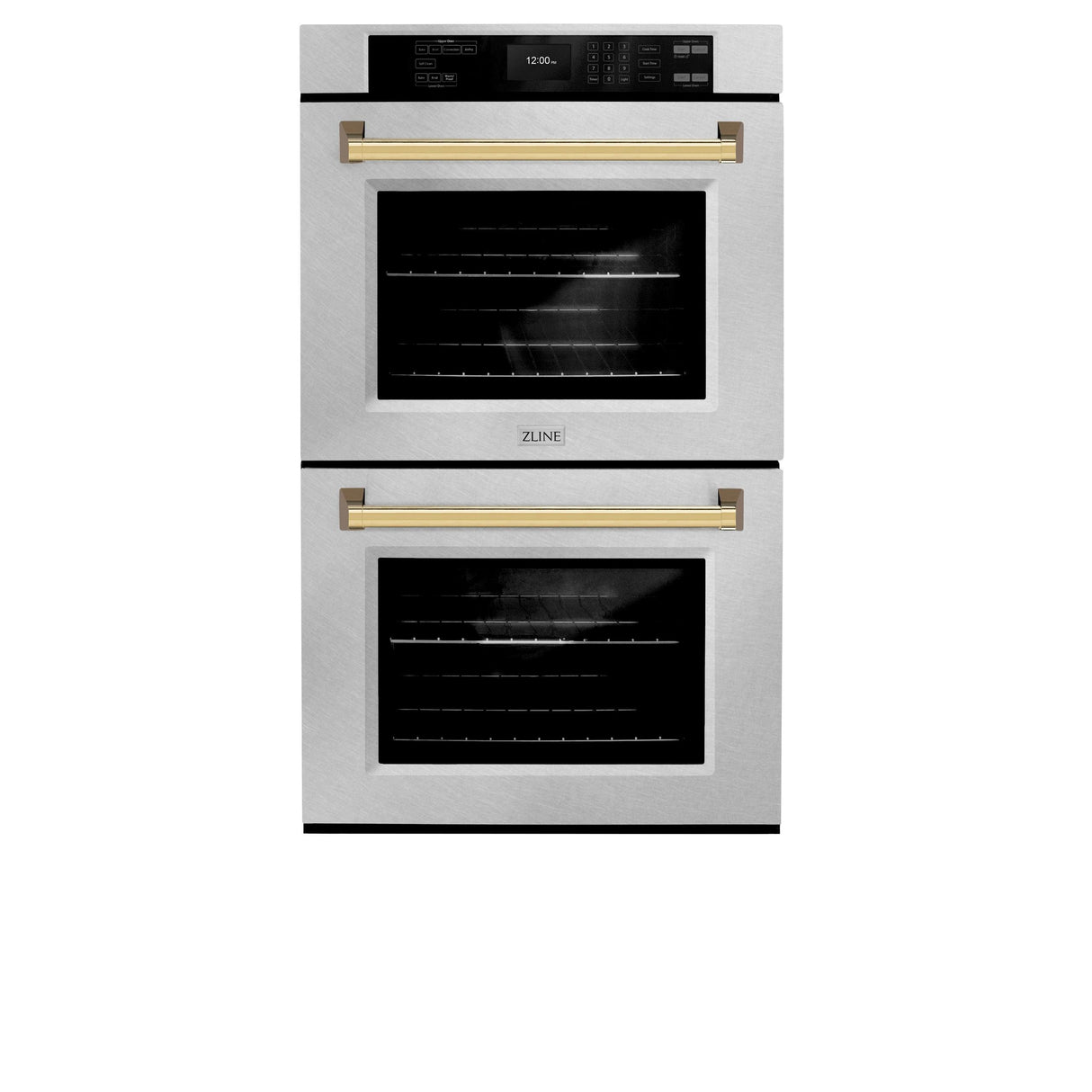 ZLINE 30 in. Autograph Edition Professional True Convection Double Wall Oven with Air Fry and Self Clean in DuraSnow' Stainless Steel with Polished Gold Handles (WADSZ-30-G)