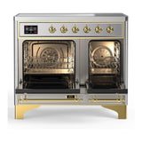 ILVE UMDIB40NR3SSG Majestic III 40 inch Induction Range with 6 Elements, 3.82 cu. ft. Total Oven Capacity (Triple Glass Door, Stainless Steel, Brass)