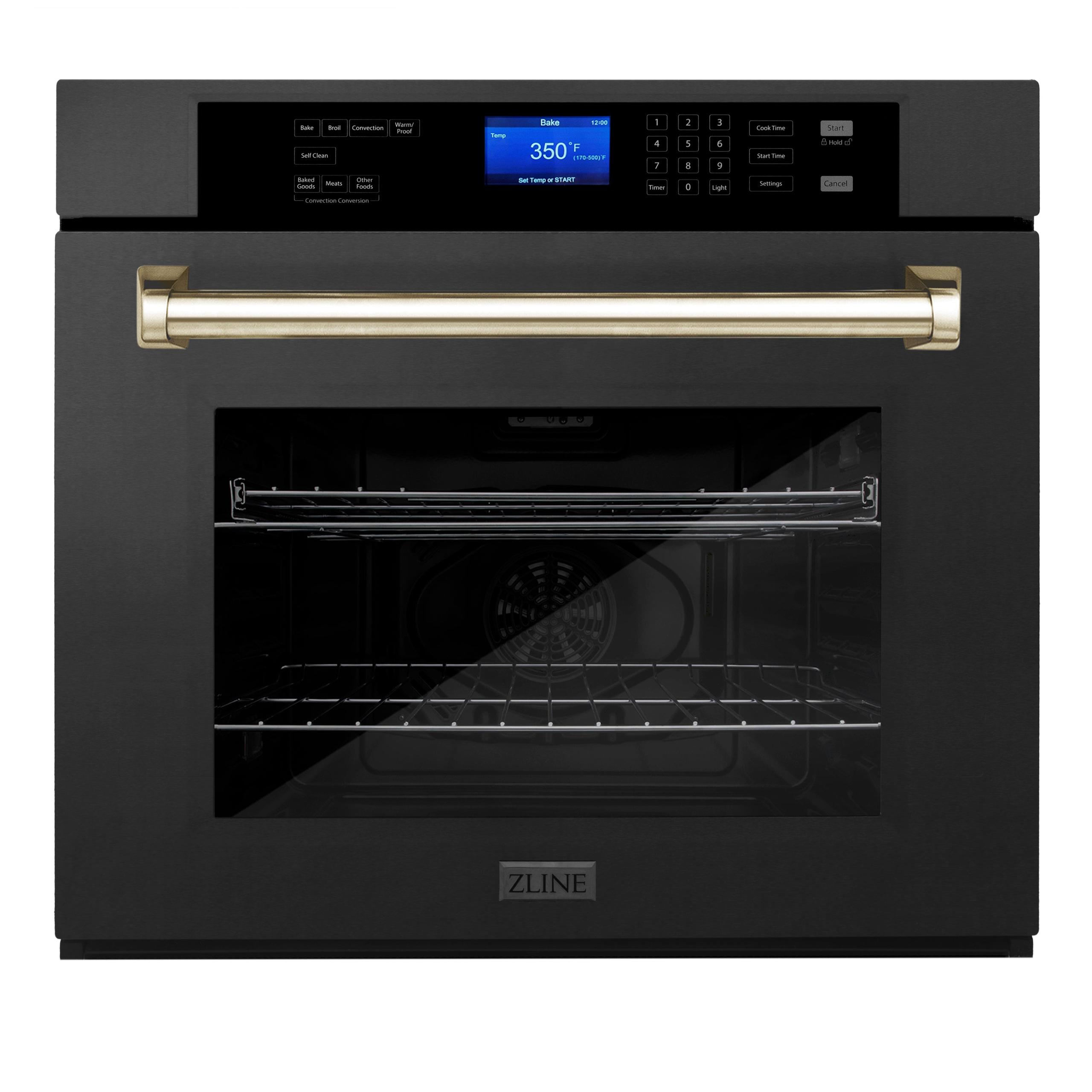 ZLINE 30" Autograph Edition Single Wall Oven with Self Clean and True Convection in Black Stainless Steel (AWSZ-30-BS) [Color: Gold]