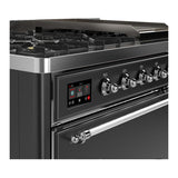 ILVE UM48FQNR3MGCLP Majestic III 48 inch Dual Fuel Range with 8 Burners and Griddle, Dual Function Burner up to 25,000 BTU (Liquid Propane, Solid Door, Graphite Matte, Chrome)