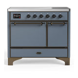ILVE UMDIB40QNR3BGB Majestic III 40 inch Induction Range with 6 Elements, 3.82 cu. ft. Total Oven Capacity (Solid Door, Blue Grey, Burnished)