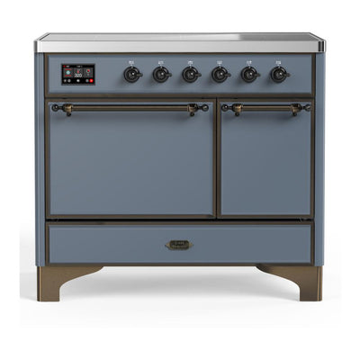 ILVE UMDIB40QNR3BGB Majestic III 40 inch Induction Range with 6 Elements, 3.82 cu. ft. Total Oven Capacity (Solid Door, Blue Grey, Burnished)